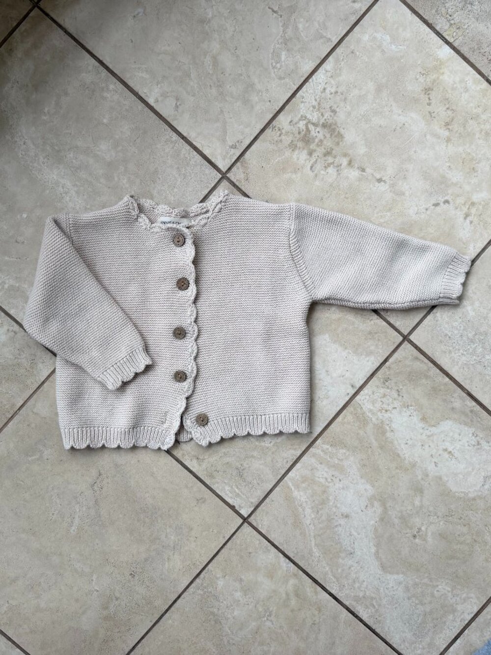 Annie & Charles Knit Cardigan & Pants Set | 12-18M | Cream